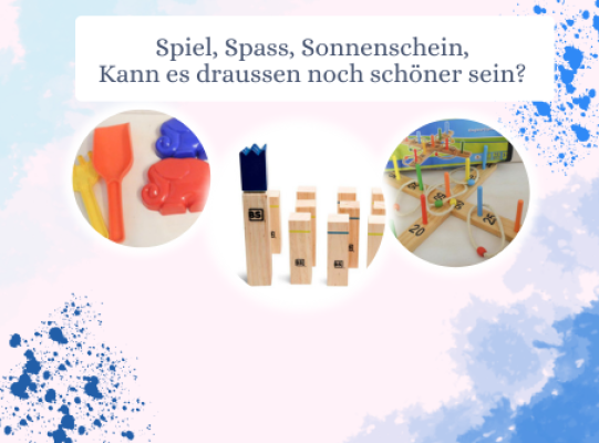 Tolle Spielsachen für draussen. Bälle, Schwimmhilfen, Tennisschläger und mehr.