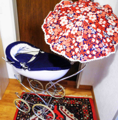 Puppenwagen weiss/blau