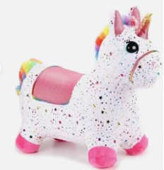 Hüpf-Einhorn weiss/rosa mit Sternen - NEU