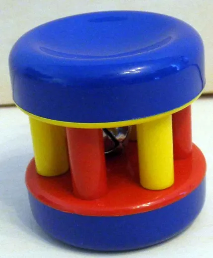 Greifling mit Glocke blau/rot/gelb