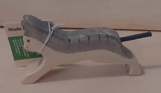 Katze laufend grau aus Holz von Holztiger