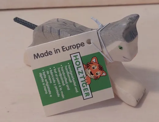 Katze laufend grau aus Holz von Holztiger