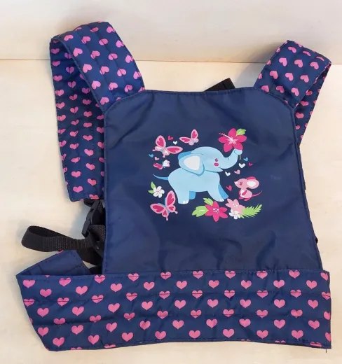 Puppentragsack blau/pink mit Elefantenmotiv von Bayer Design