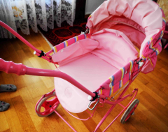 Puppenwagen rosa gestreift