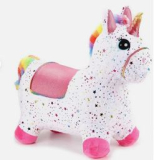 Hüpf-Einhorn weiss/rosa mit Sternen - NEU