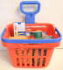 Einkaufswagen rot/blau mit ausziehbarem Griff