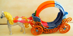Barbie Kutsche blau/orange mit Pferd